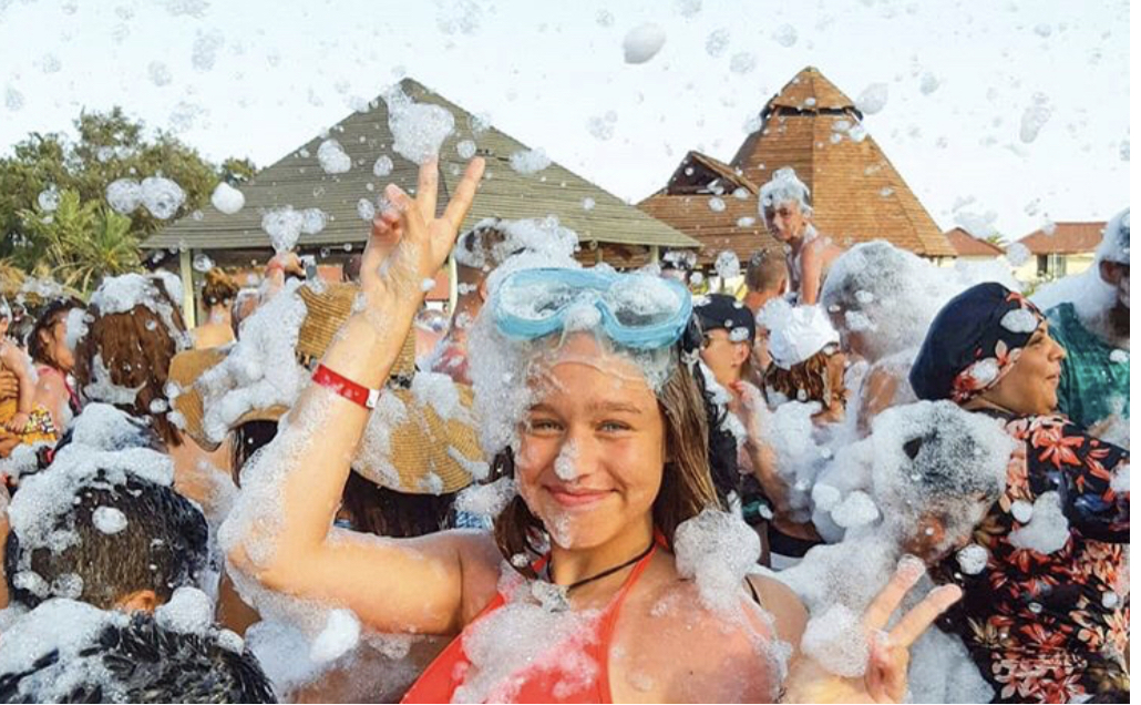Teen with goggles in foam - Foam Dawgs foam party rentals Calhoun, GA